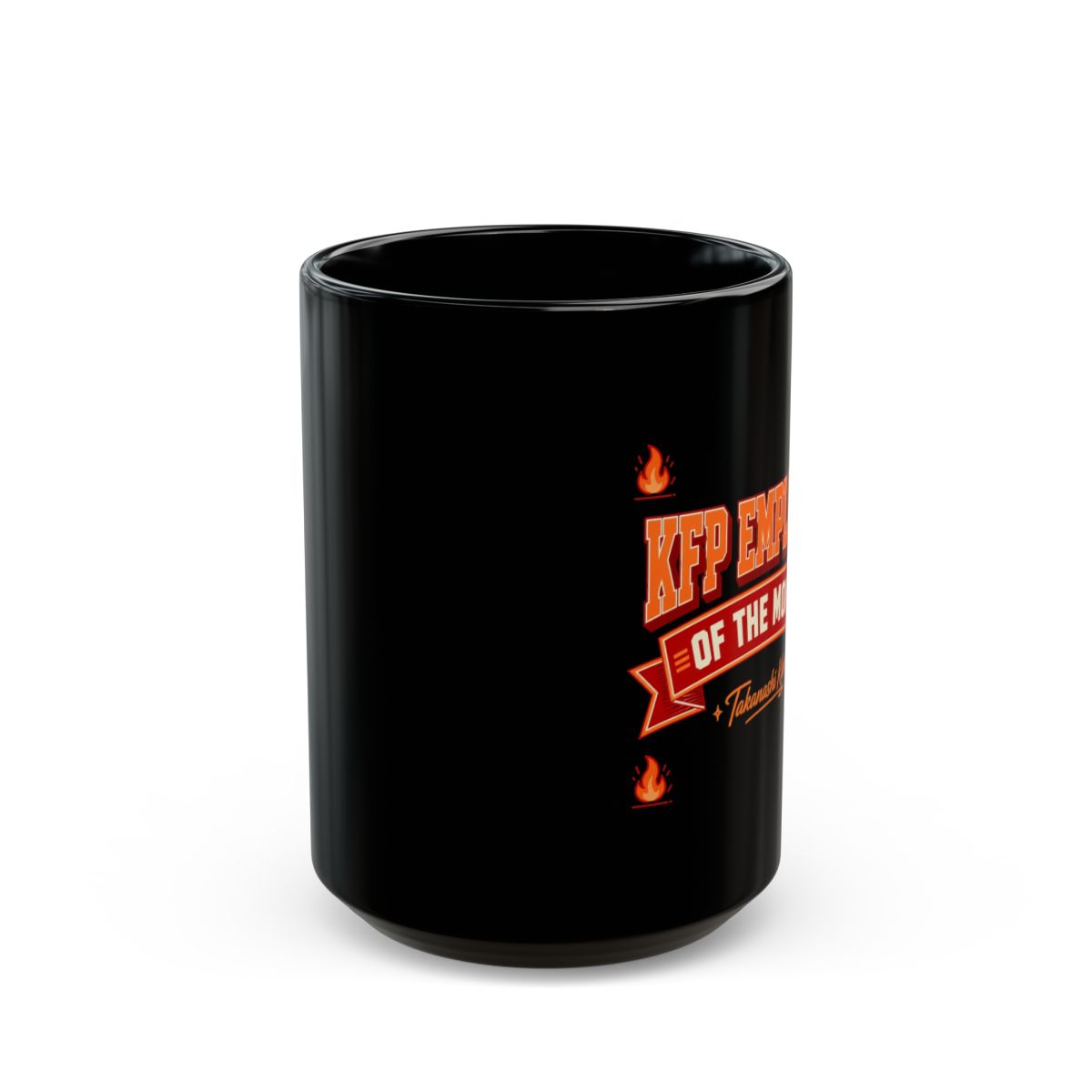 Hololive EN "KFP Employee of the Month" Black Mug - alternate angle 1, merchandise