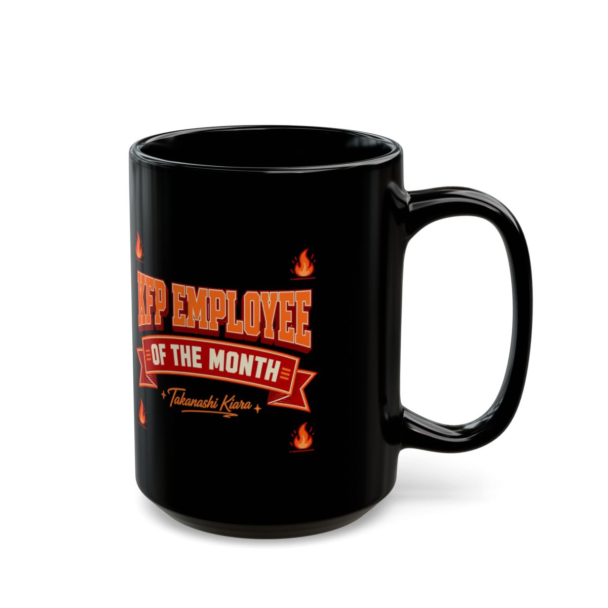 Hololive EN "KFP Employee of the Month" Black Mug - alternate angle 5, merchandise