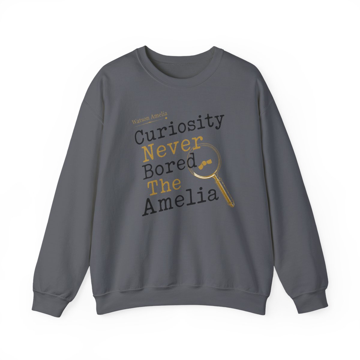 Hololive EN "Curiosity Never Bored The Amelia" Crewneck - alternate angle 3, merchandise