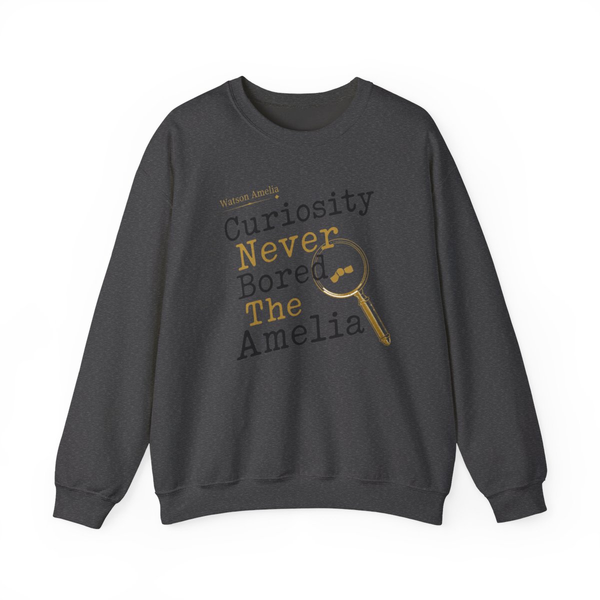 Hololive EN "Curiosity Never Bored The Amelia" Crewneck - alternate angle 2, merchandise