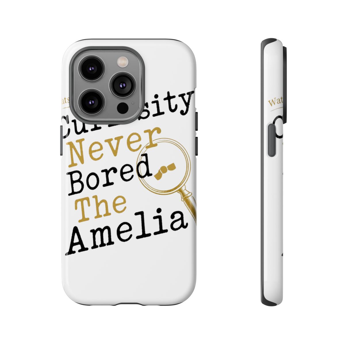 Hololive EN "Curiosity Never Bored The Amelia" Phone Case - alternate angle 4, merchandise