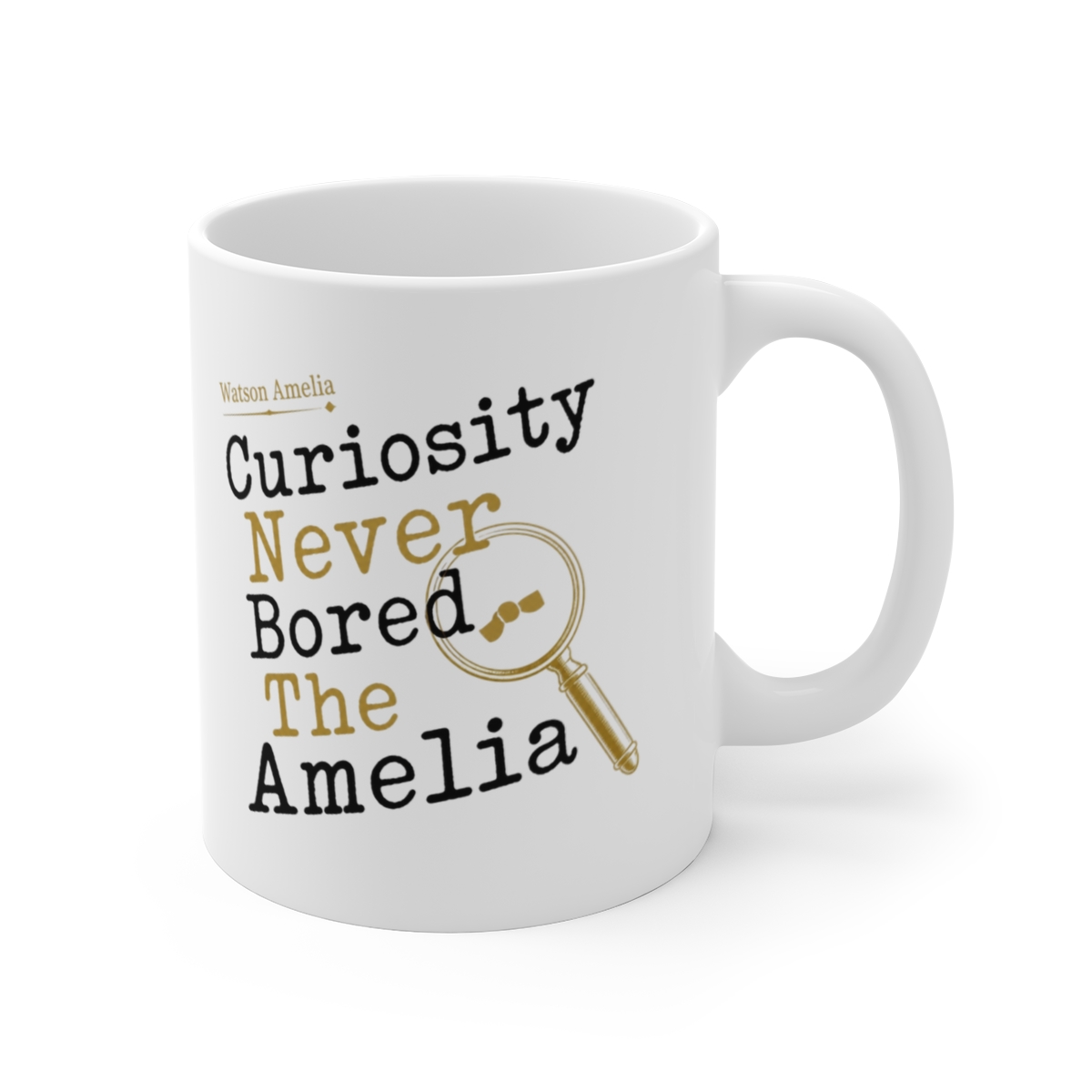Hololive EN "Curiosity Never Bored The Amelia" White Mug - Official Mugs & Drinkware merchandise
