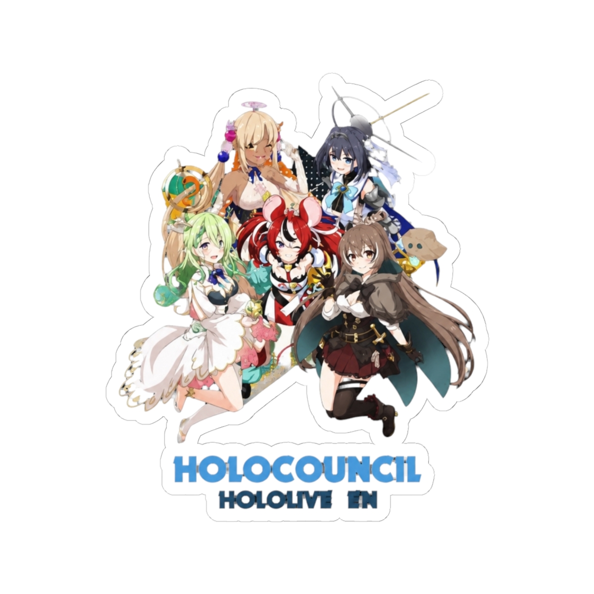 Hololive EN - All Hololive Council (Hakos Baelz, Nanashi Mumei, Tsukumo Sana, Ceres Fauna, Ouro Kronii) Sticker - Official Stickers merchandise