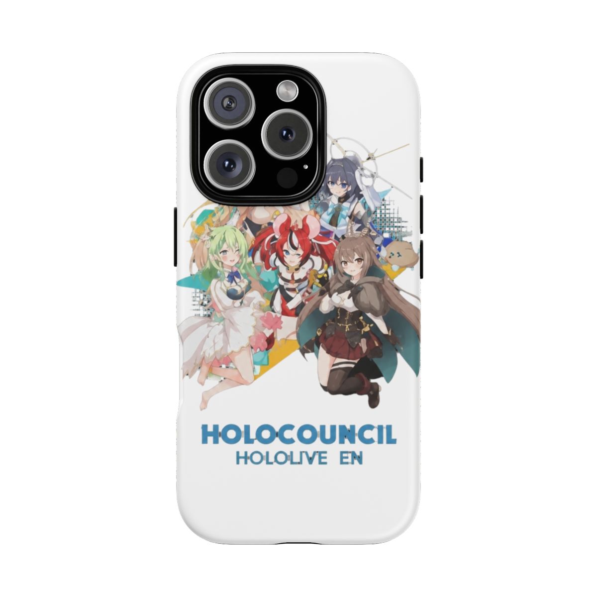 Hololive EN - All Hololive Council (Hakos Baelz, Nanashi Mumei, Tsukumo Sana, Ceres Fauna, Ouro Kronii) Phone Case - alternate angle 4, merchandise